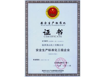 安全生产标准化证书